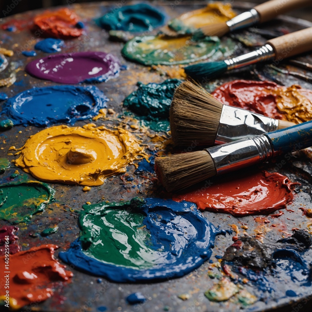 Obraz premium Paint Palette and Brushes