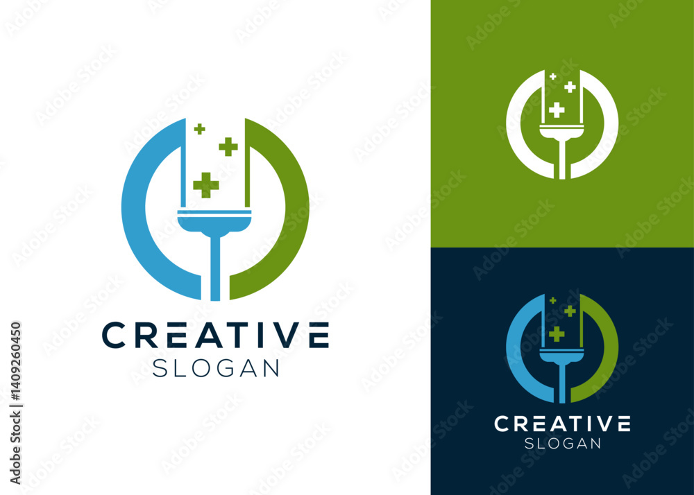 Abstract letter C with cleaner or broom logo design for maintenance and cleaning Abstract letter C with cleaner or broom logo design for maintenance and cleaning