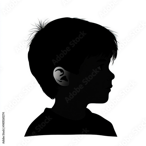 child head silhouette , bla...