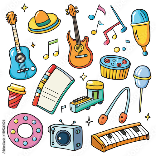 Colorful Musical Instruments and Toys