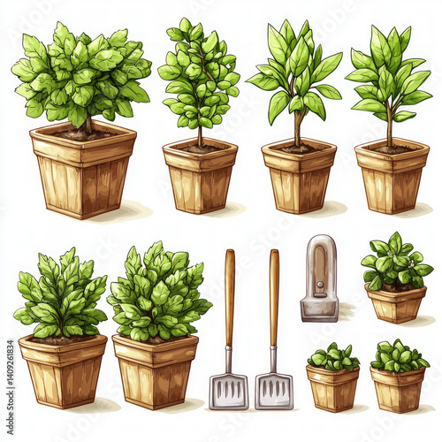 gardening tools isolated