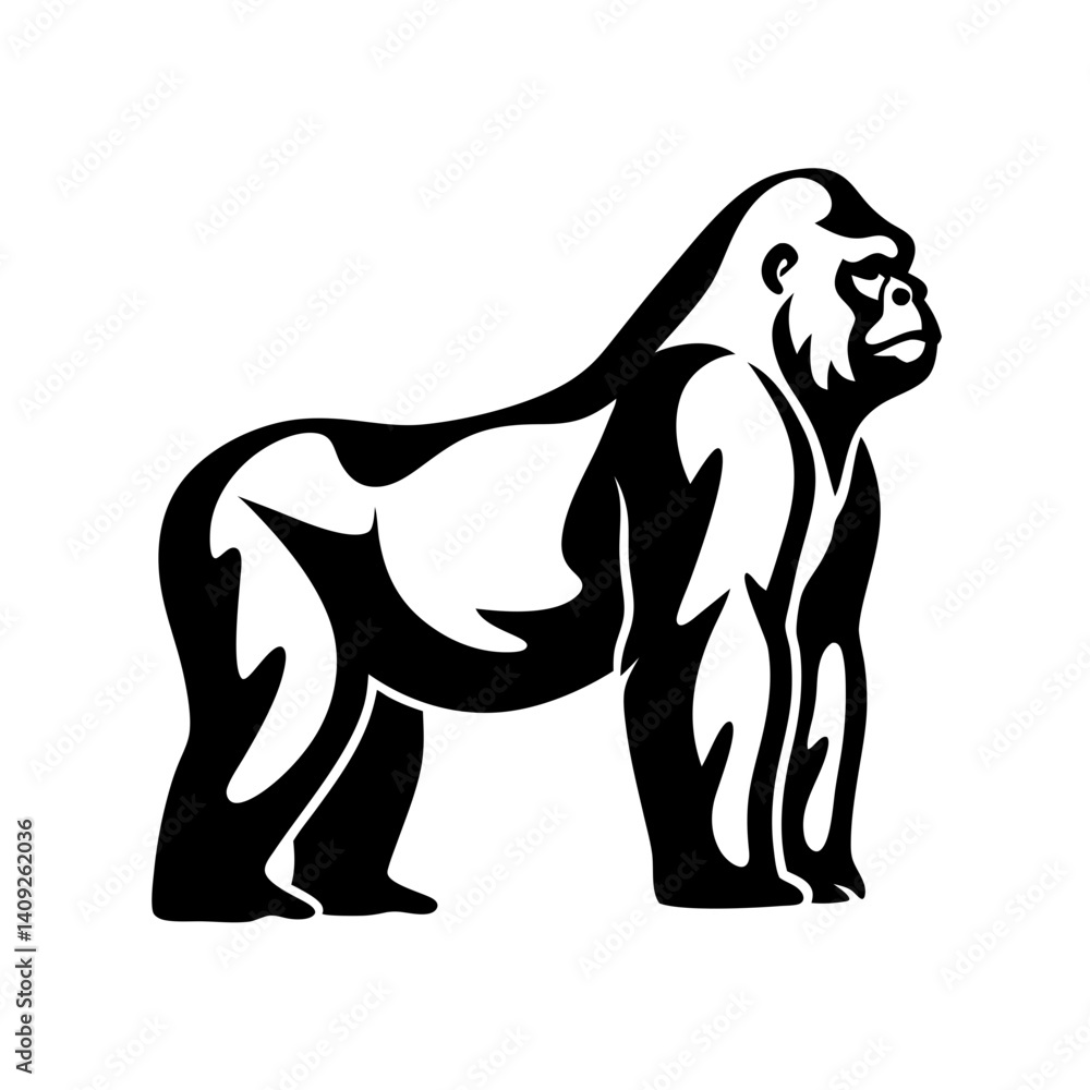 Obraz premium A strong and imposing gorilla rendered in a bold black and white style