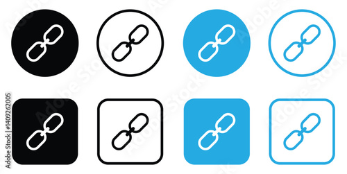 Hyperlink chain icon set isolated on white background