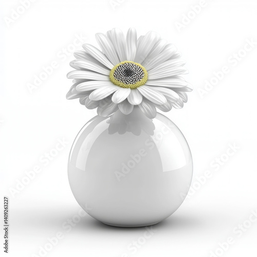 white flower vase isolated