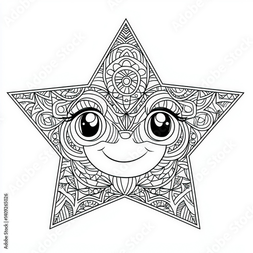 A smiling star with a face ...