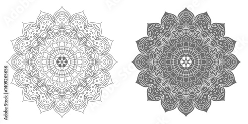 Circular pattern in the form of a mandala. Henna tatoo mandala. Mehndi style. Decorative pattern in oriental style. Coloring book page.