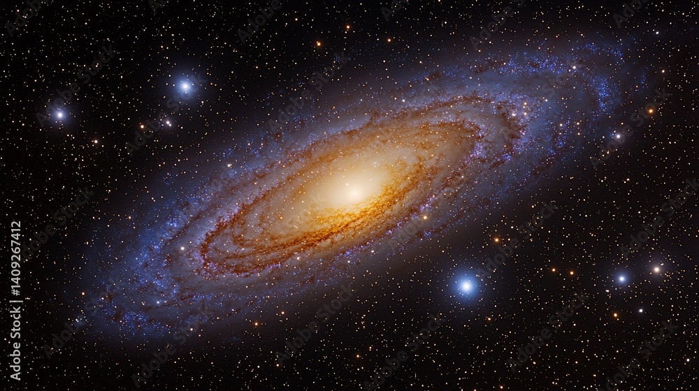 Naklejka premium Spiral galaxy in the vast expanse of space