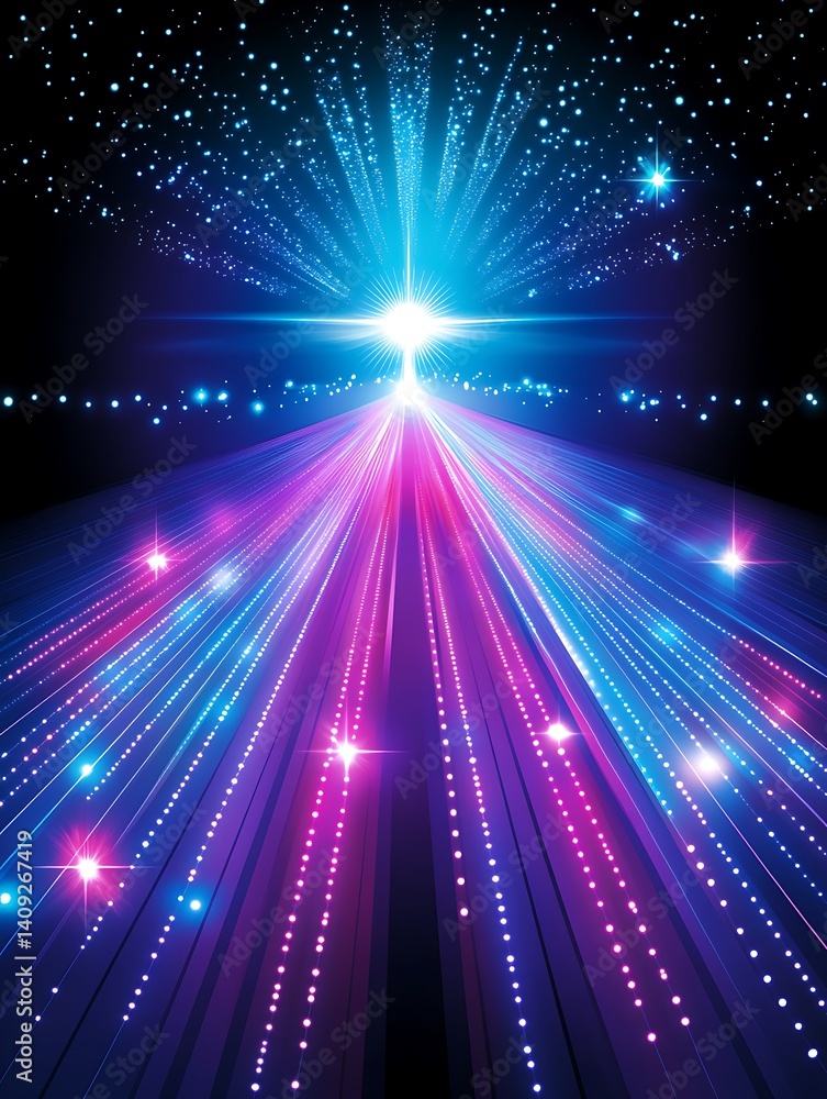 Fototapeta premium Galactic journey through vibrant neon cosmos and stellar constellations