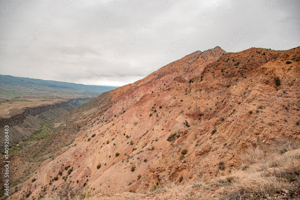mountain landscape with blue sky and clouds