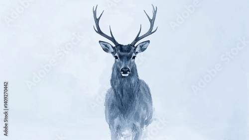 Ethereal stag deer isolated watercolor vector illustration svg
