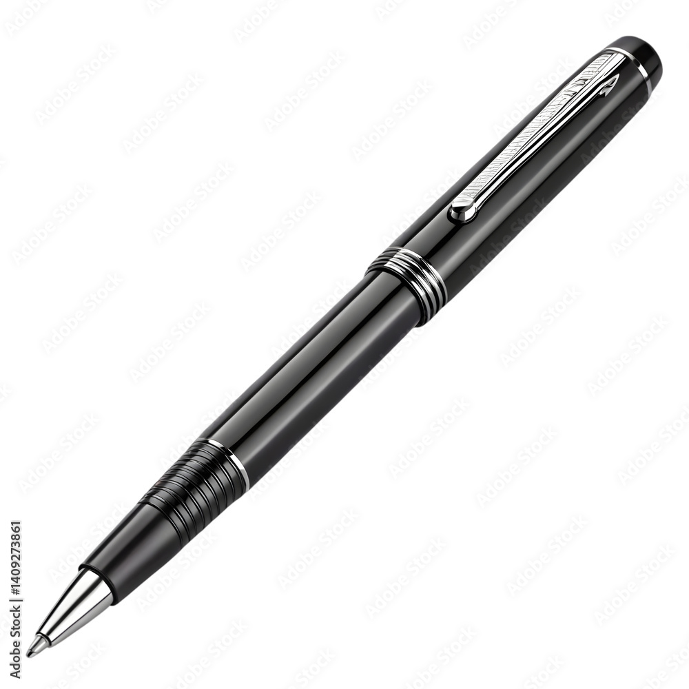 Elegant Black Ballpoint Pen on transparent background Elegant Black Ballpoint Pen on transparent background