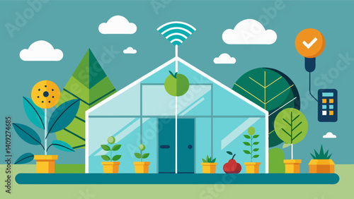 By using IoTbased greenhouse pest management the farmer can reduce the use of pesticides and increase crop yield.. Vector illustration