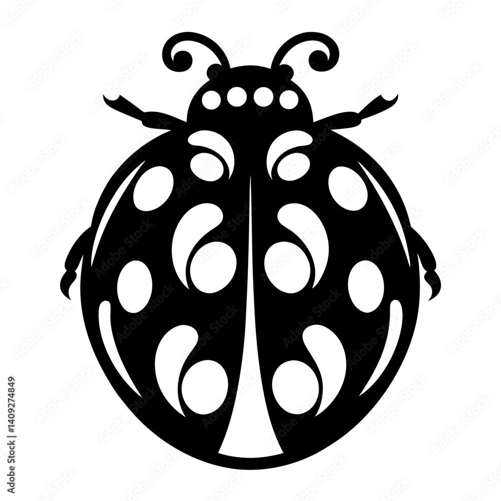 Obraz premium Stylized Black and White Ladybug Illustration Artistic Design Graphic Image Vector Art