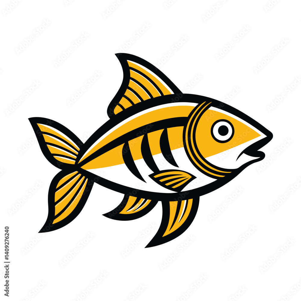Isolated on white, a cartoon fish vector illustration showcases aquatic animal art from the ocean Isolated on white, a cartoon fish vector illustration showcases aquatic animal art from the ocean
