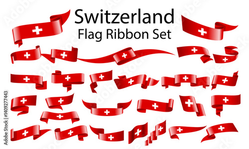 Switzerland ribbon flag set
