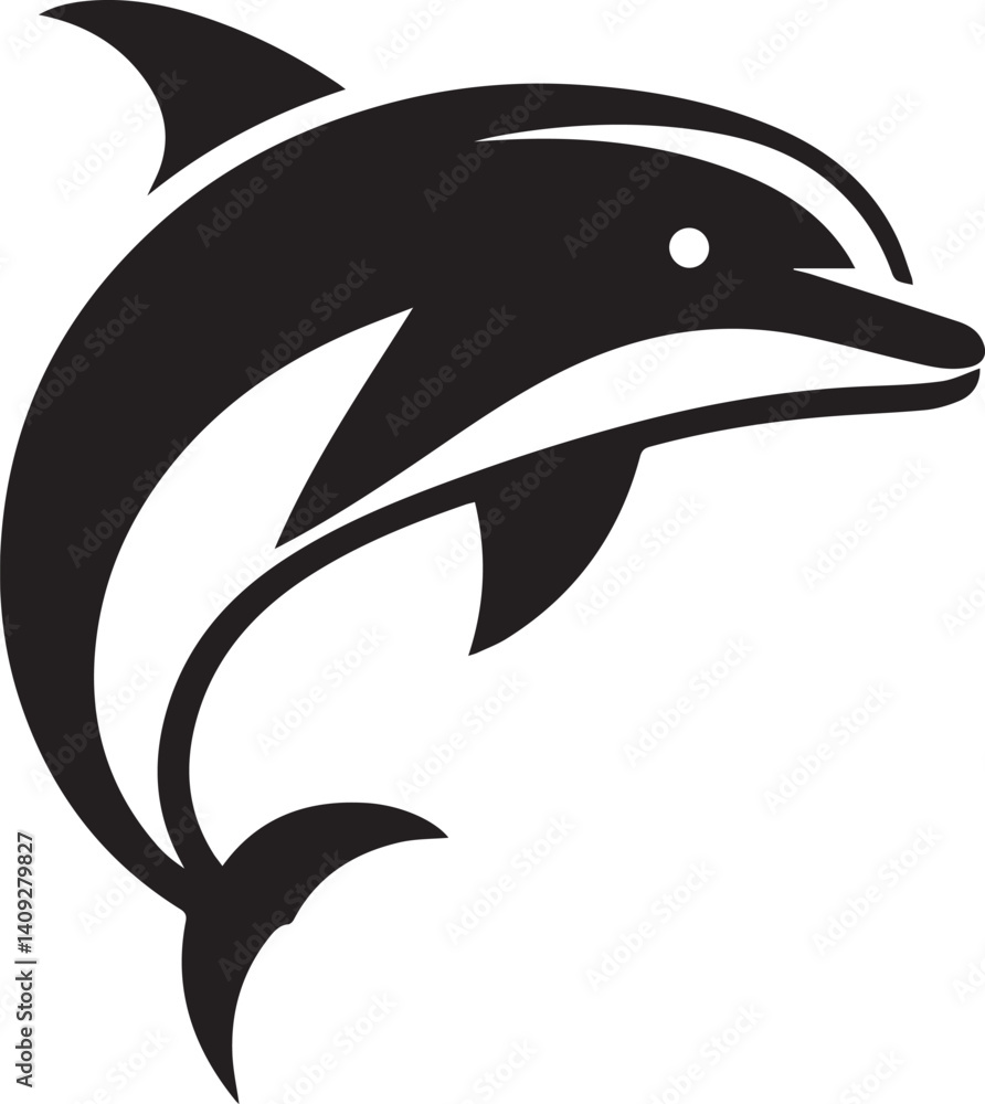 Obraz premium Dolphin silhouette vector art with white background