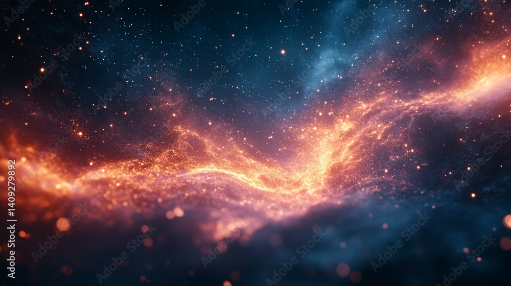 Obraz premium Exploring a Vibrant Nebula with Swirling Clouds and Sparkling Stars