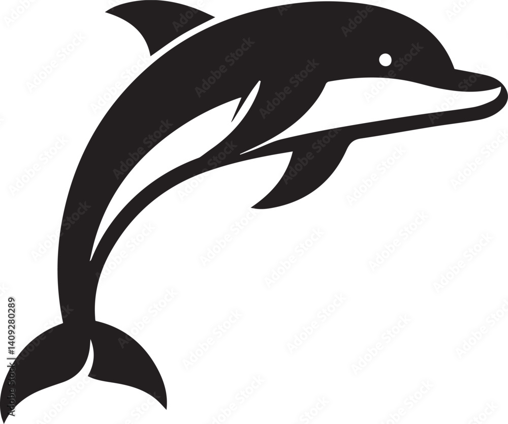 Obraz premium Dolphin silhouette vector art with white background 
