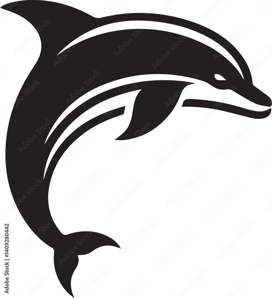 Fototapeta premium Dolphin silhouette vector art with white background 