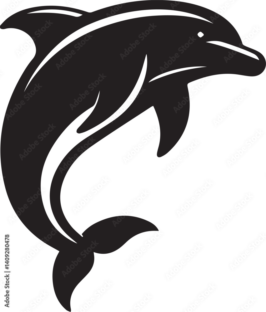 Obraz premium Dolphin silhouette vector art with white background 