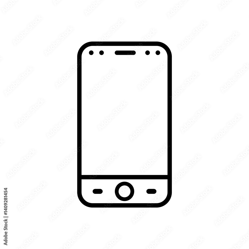 A clean and simple black and white icon of a smartphone, designed in a minimalist line style. A clean and simple black and white icon of a smartphone, designed in a minimalist line style.