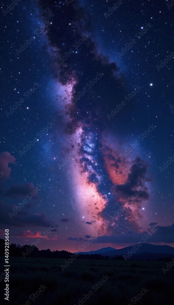 A vast starry night sky with a distant galaxy in the background, cosmic, universe, night A vast starry night sky with a distant galaxy in the background, cosmic, universe, night