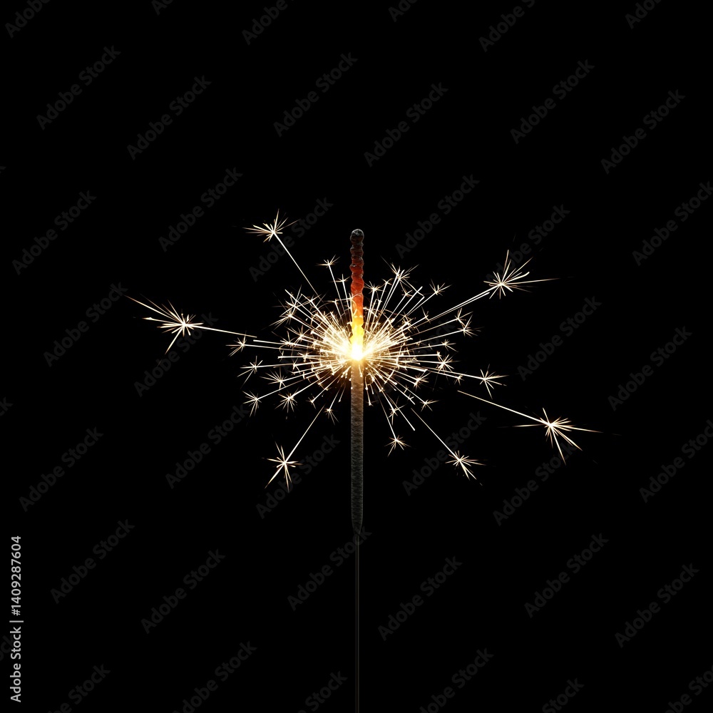 Sparkler Burning Brightly Against Dark Background for Celebration Event Sparkler Burning Brightly Against Dark Background for Celebration Event