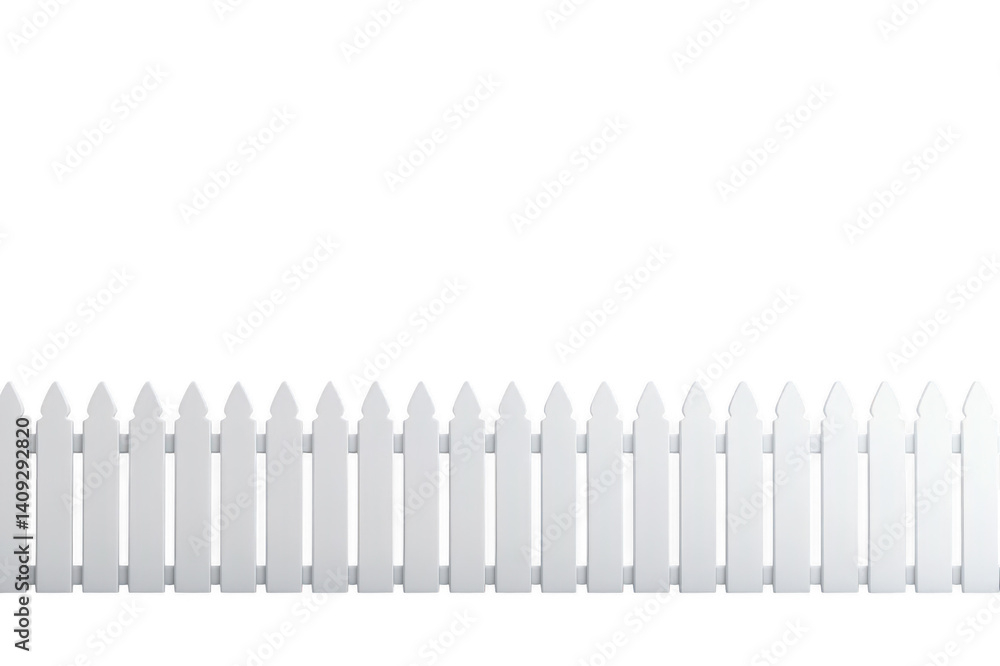 White picket fence on transparent background creating copy space White picket fence on transparent background creating copy space