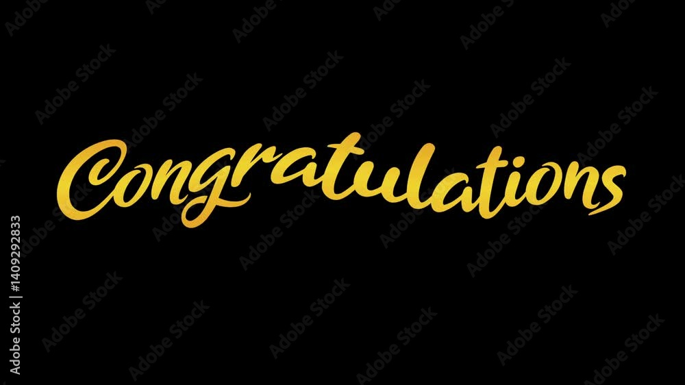 Congratulations greeting text with shiny gold gradient color with black background video animation Congratulations greeting text with shiny gold gradient color with black background video animation