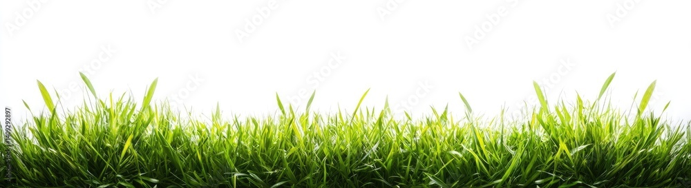 Fototapeta premium Vibrant Lush Green Grass Against White Background