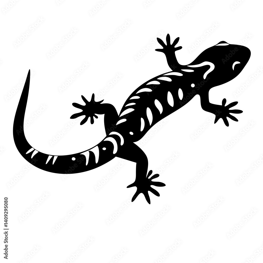 Fototapeta premium Stylized Black Lizard Silhouette Illustration Graphic Design Artwork