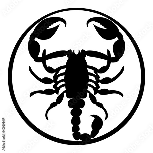 Scorpio Zodiac Sign Black and White Circular Icon Graphic Design Illustration