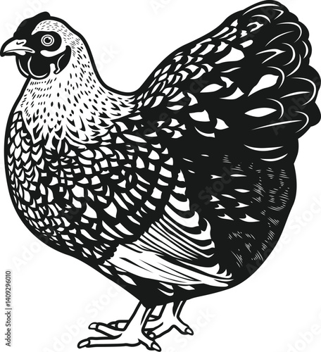 wyandotte chicken breed of chickens Vector illustration