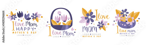 Best Mom Logo and Label Design Vector Set