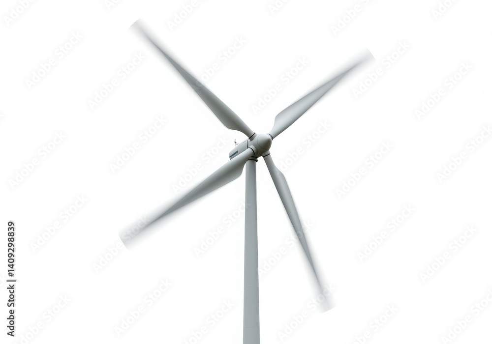 Wind turbine rotating against a plain white background in motion isoleted on white background Wind turbine rotating against a plain white background in motion isoleted on white background
