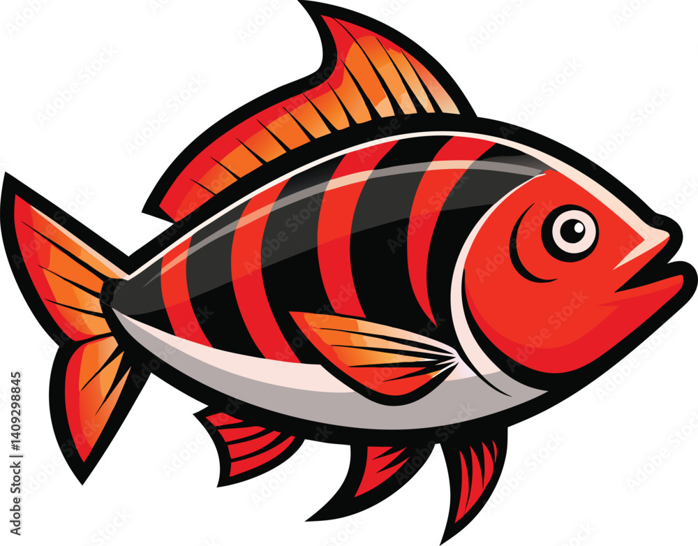Obraz premium Aquatic vector fish illustration, cute sea animal