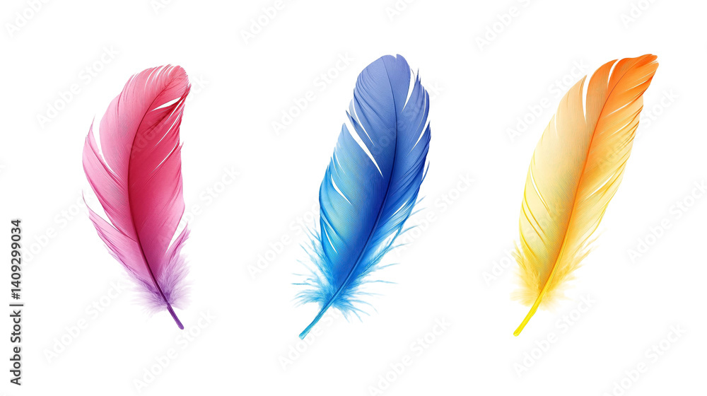 Feathers for Crafting and Wildlife Decor - Isolated on White Background Feathers for Crafting and Wildlife Decor - Isolated on White Background