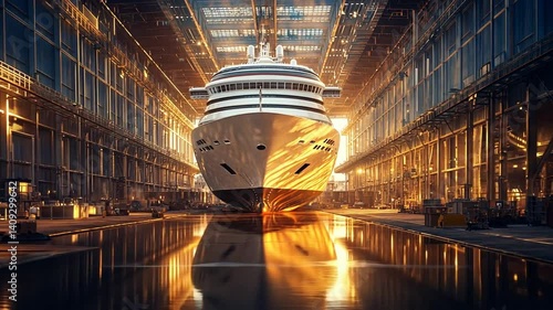 Sunrise at the Shipyard: A Cruise Ship in Dry Dock
