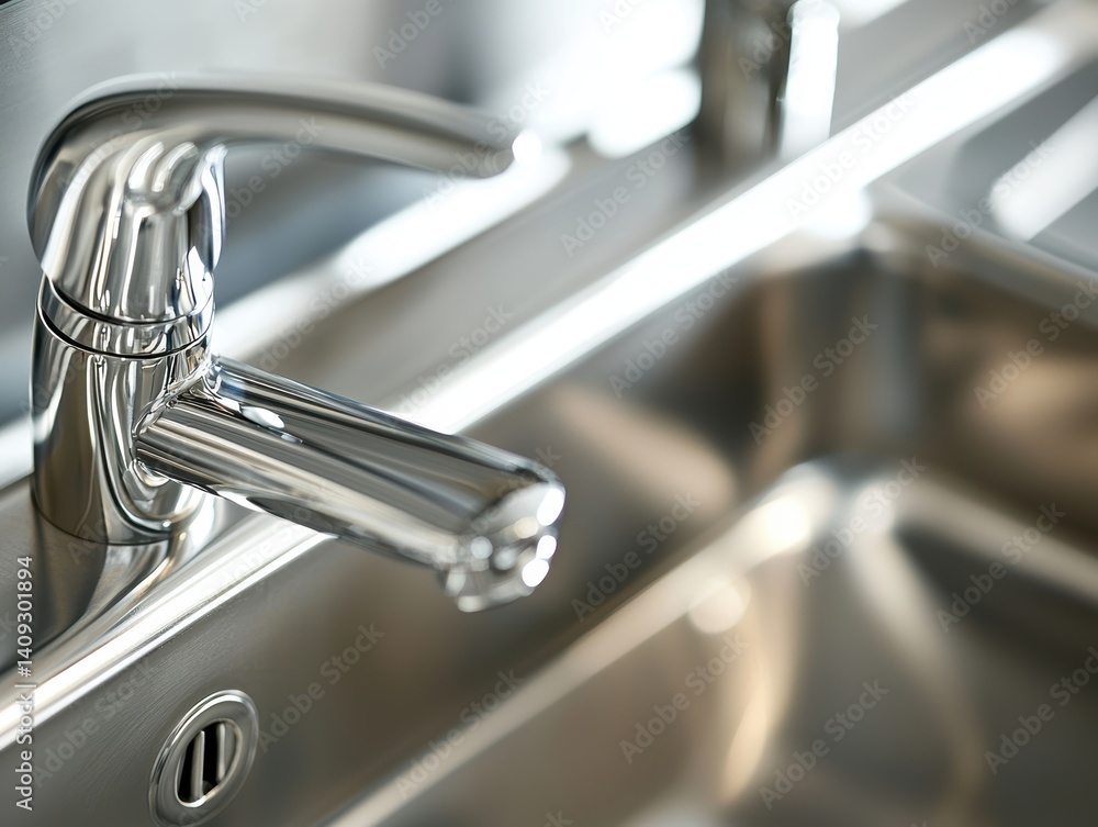 Motion sensor stainless steel hospital sink close-up medical facility high-fidelity environment detailed view hygiene innovation Motion sensor stainless steel hospital sink close-up medical facility high-fidelity environment detailed view hygiene innovation