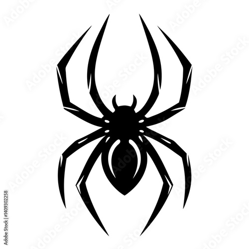 Stylized Black Spider Icon Graphic Design Element Illustration for Halloween Decoration or Tattoo