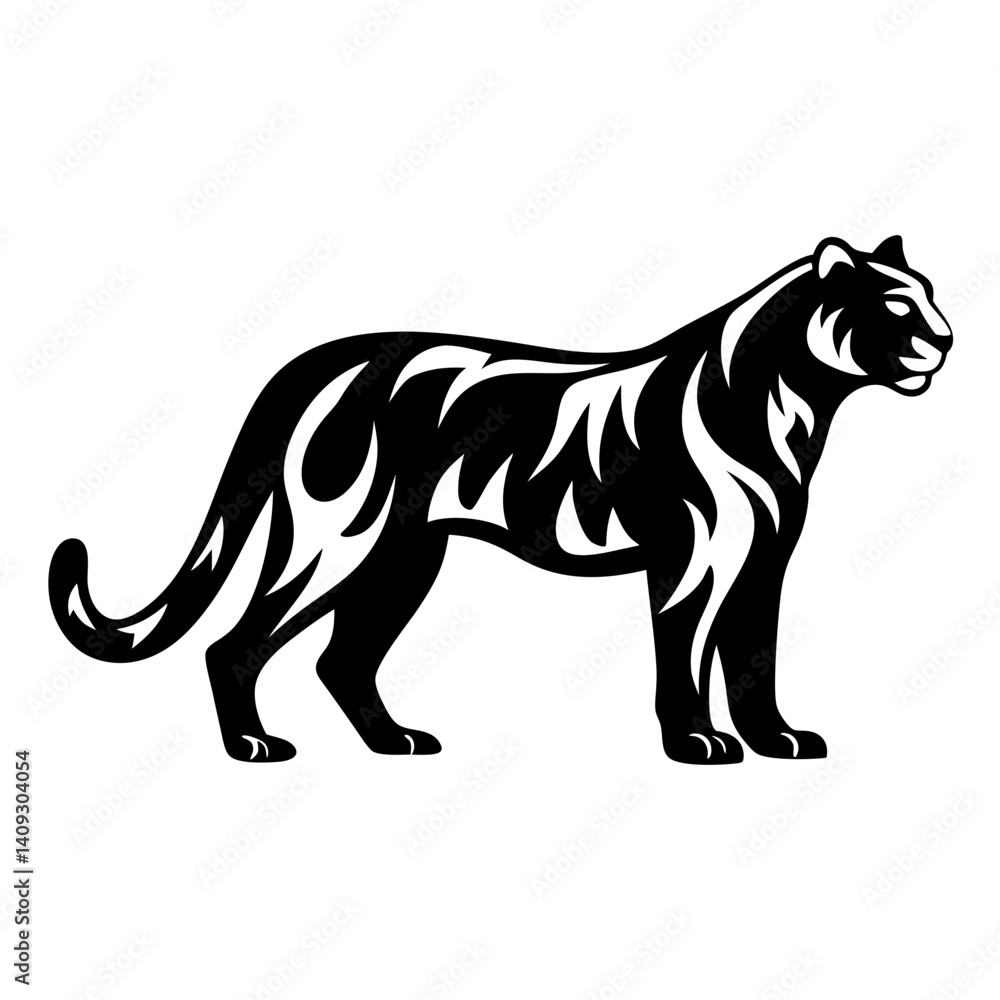 Obraz premium Fierce Black Panther Tribal Tattoo Design Style Illustration Graphic