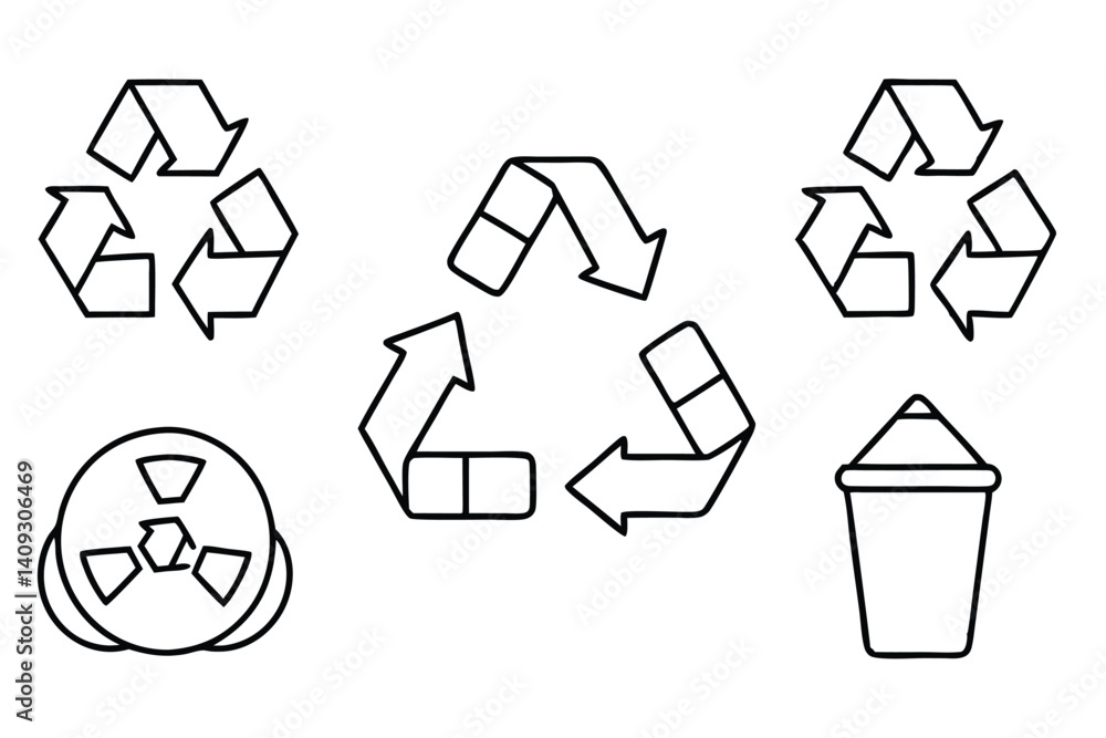 Obraz premium recycling symbol line art environmental conservation concept