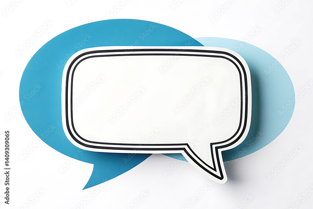 Minimalist White Speech Bubble with Blue Shadow for Dialogue and Communication Design Minimalist White Speech Bubble with Blue Shadow for Dialogue and Communication Design