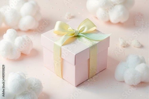 Pastel pink gift box with ribbon, gift background wallpaper