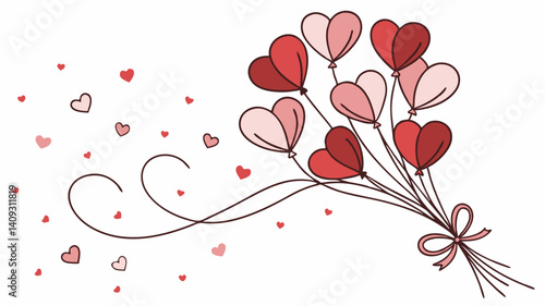 Romantic heart balloons float gently on a breeze a sweet Valentine s Day image with soft pink and