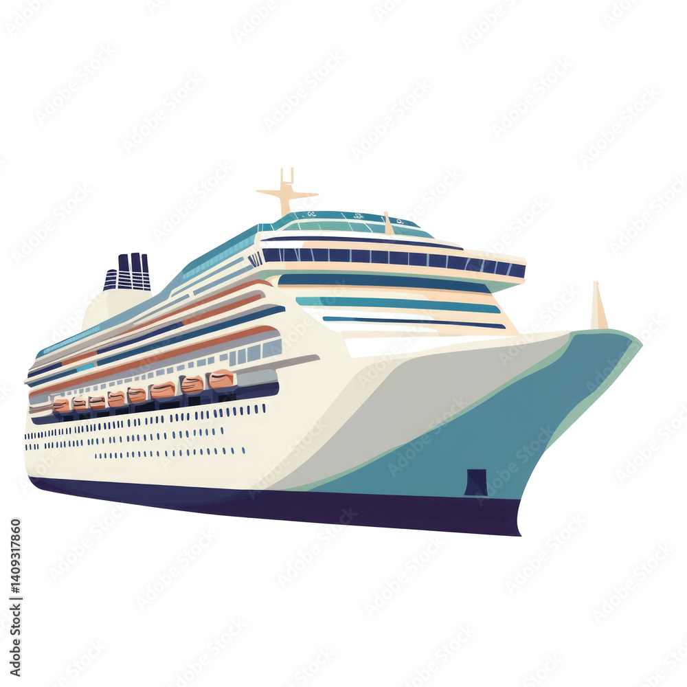 Obraz premium Vector Cruise Ship on transparent background