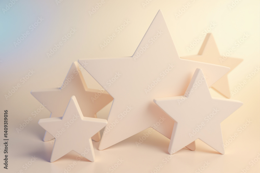 several three-dimensional stars arranged in a harmonious composition several three-dimensional stars arranged in a harmonious composition