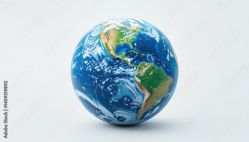 Fototapeta premium earth globe on white background, globe on a white background, earth in circle shape, wide background, 32k Resolution