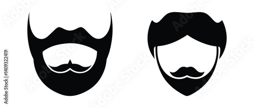 Beard Silhouette Icon Set: Minimalist and Bold Grooming Design
