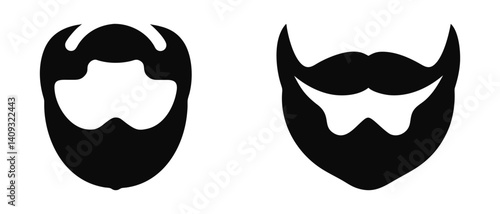 Beard Silhouette Icon Set: Minimalist and Bold Grooming Design